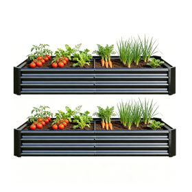 2PCS Black 6×3×1ft Metal Raised Rectangle Garden Planter Beds