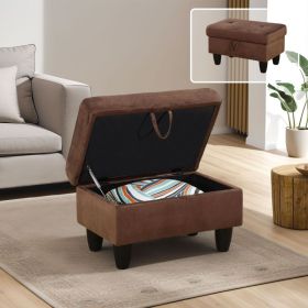 Pickup Only--Brown Flannel Living Room Sofa Set Ottoman (Option: F09806 O)