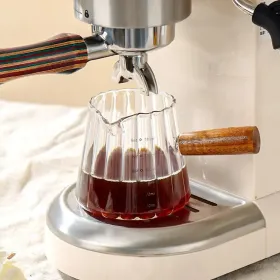 1 Pcs 180ml Mini Coffee Cup, Glass Milk Cup, Italian Coffee Cup With Wooden Handle, Coffee Measuring Cup (Option: Transparent)