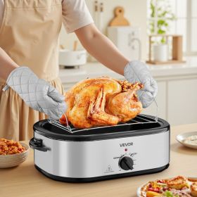 Electric Roaster Oven 20QT Electric Roasting Pan With Self-Basting Lid (Option: Silver)