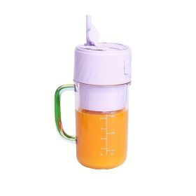 Portable Blender Rechargeable Blender Travel Cup With Lid And Straw, Ideal For Making Milkshakes, Smoothies, And Juices, Mini Blender Suitable Fo (Option: Purple)